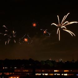 Firework display at night