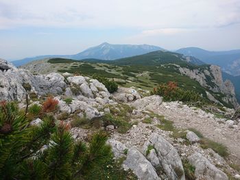 Scenic view of mountains against sky