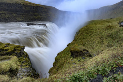 Scenic view of waterfall