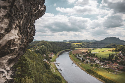 Scenic view of river amidst landscape against sky