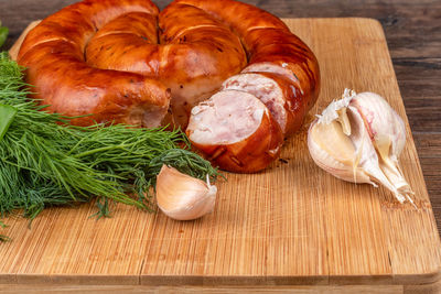 Close-up of food on cutting board