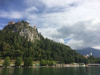 Scenic view of mountain by lake