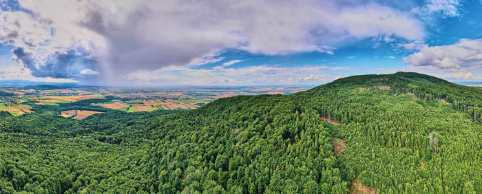 Aerial view of sleza mountain near wroclaw in poland. nature background