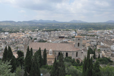 High angle view of townscape against sky