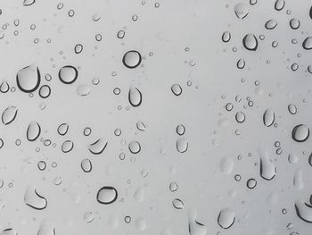 Full frame shot of raindrops on glass window