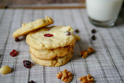 Close-up of breakfast on table