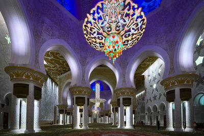 Low angle view of illuminated ceiling in building