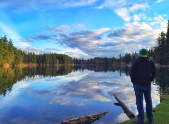 Reflection of trees in lake