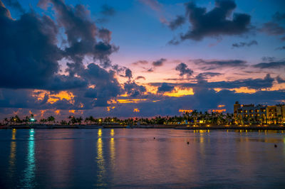 Scenic view of sea against sky during sunset