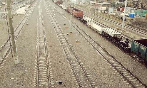 Railroad tracks on road