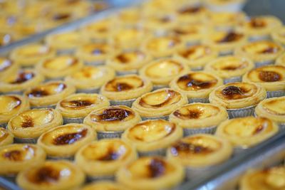 High angle view of dessert in tray