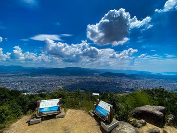 Scenic view of landscape against blue sky