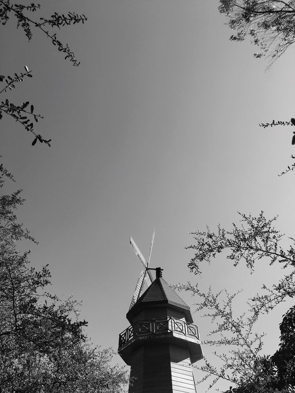 clear sky, low angle view, copy space, built structure, architecture, building exterior, tree, high section, silhouette, tower, outdoors, communication, religion, no people, day, sky, dusk, tall - high, place of worship, spirituality