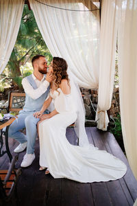 Young couple standing outdoors