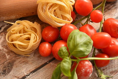 Close-up of fruits and vegetables on table