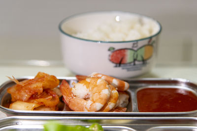 Close-up of meal served in plate