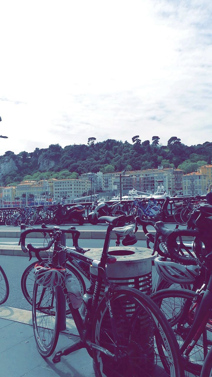 BICYCLES PARKED IN ROW