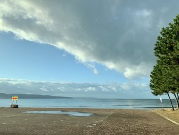 Scenic view of beach against sky