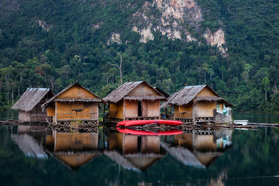 Reflection of houses in water