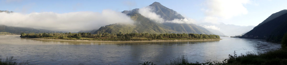 Panoramic view of lake against sky