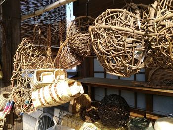 Stack of metal for sale at market stall