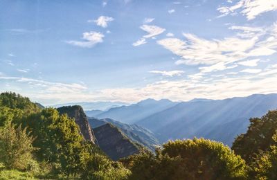 Scenic view of mountains against sky