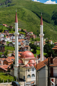 View of bell tower in town