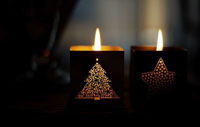 Close-up of illuminated candles