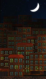 Low angle view of building at night