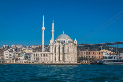 View of buildings against blue sky