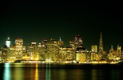 City lit up at night