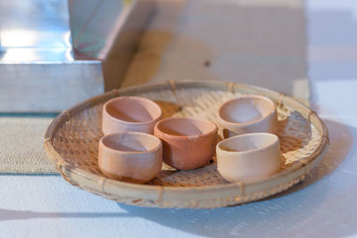 Close-up of beer in bowl on table