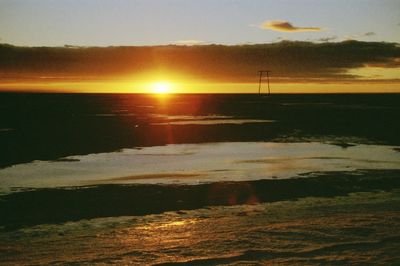 Scenic view of sea at sunset