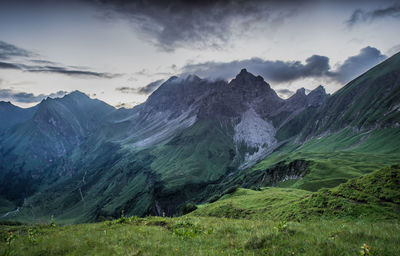 Scenic view of mountains against sky