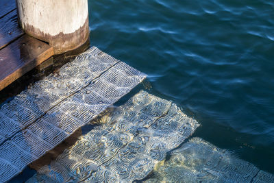 High angle view of pier over sea