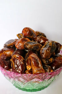 High angle view of food on table against white background