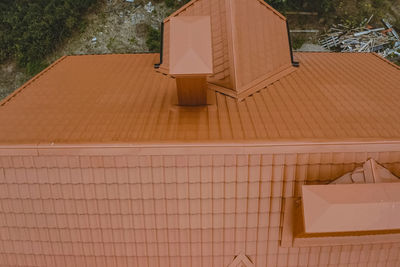 High angle view of roof on table