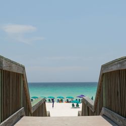 Scenic view of sea against blue sky