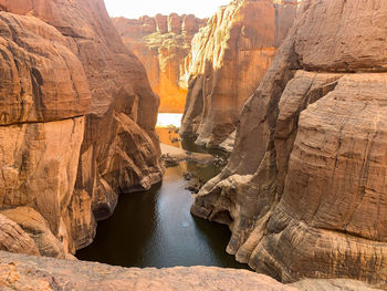 Rock formations at riverbank