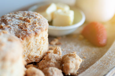 Close-up of breakfast on table