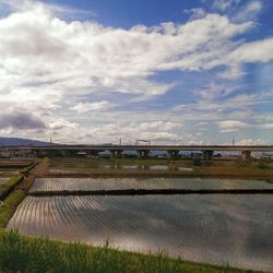 View of landscape against cloudy sky