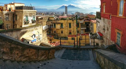 Panoramic view of town against sky