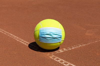 High angle view of ball on sand