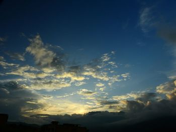 Low angle view of sky at sunset