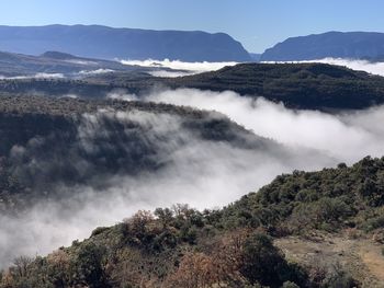 Scenic view of  morning clouds in the valleys 