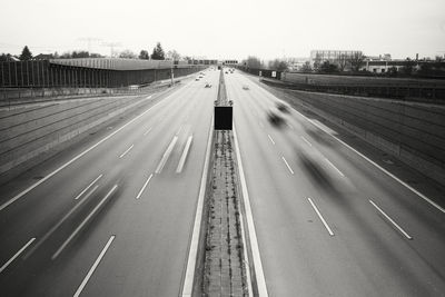 High angle view of highway against sky