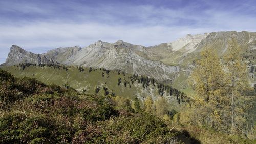 Scenic view of mountains against sky