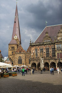 Group of people in front of building