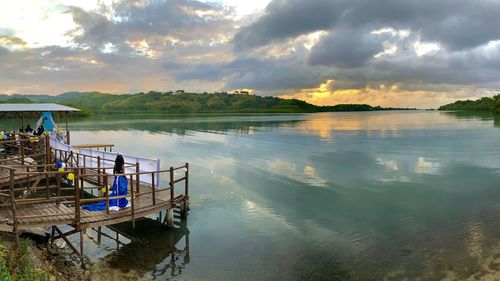 Scenic view of lake against sky