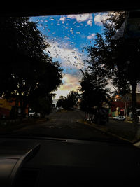 Road seen through car windshield